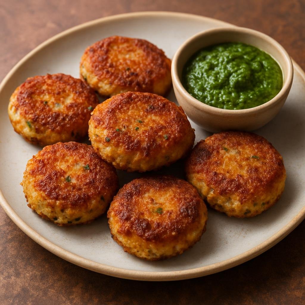 Entree: India – Madhya Pradesh – Khopra Patties (Pan-fried coconut and potato patties spiced with Indian aromatics) recipe