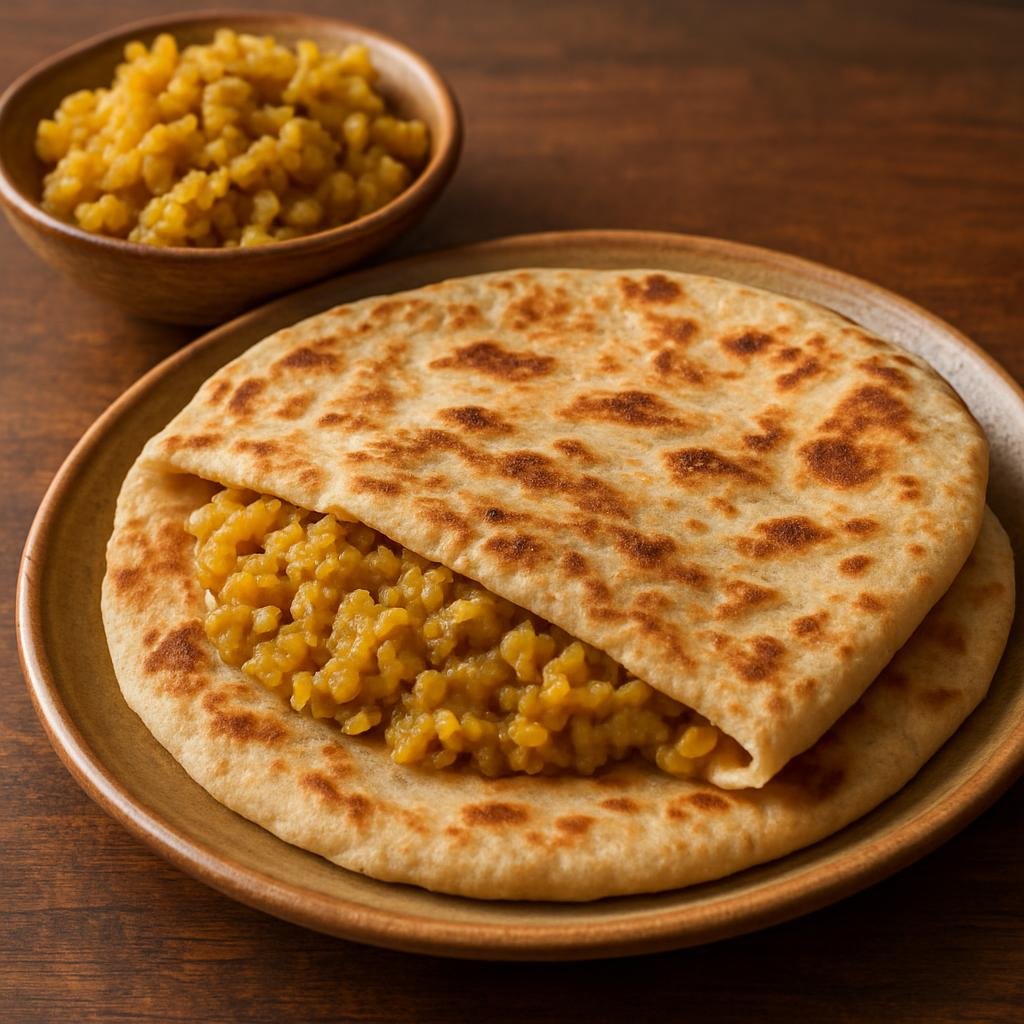 Entree: India – Maharashtra – पुरणपोळी ➤ Puran Poli (Flattened wheat bread filled with a sweet spiced split-lentil and jaggery mixture) recipe