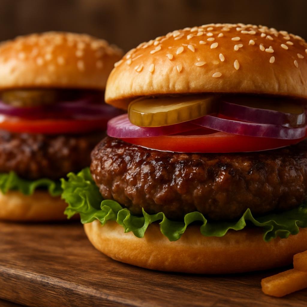 Entree: United States – Ozarks – Bison Burgers (Grilled ground bison patties served on buns with classic burger toppings) recipe