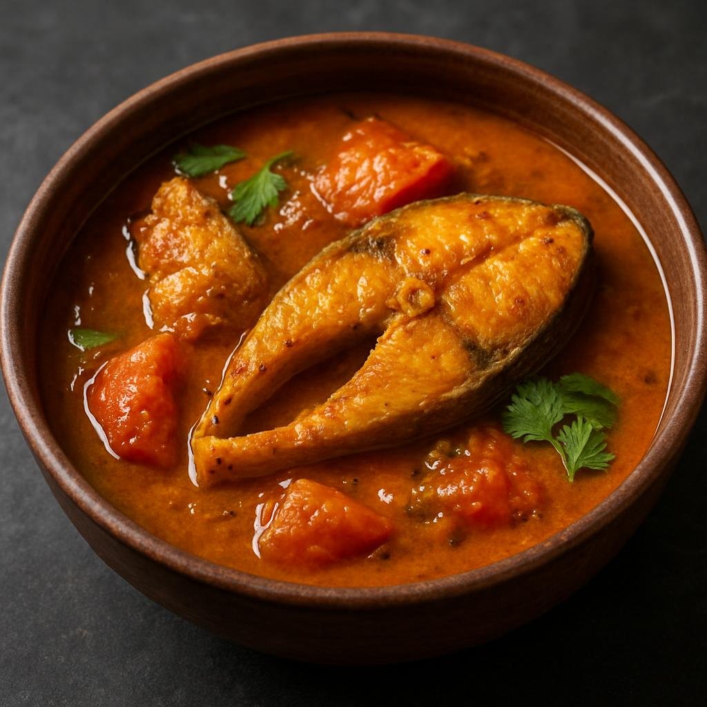Entree: India – Northeast Hills – মাছ টেঙা ➤ Maach Tenga (Sour Assamese fish curry made with tomatoes or elephant apple and mustard oil) recipe