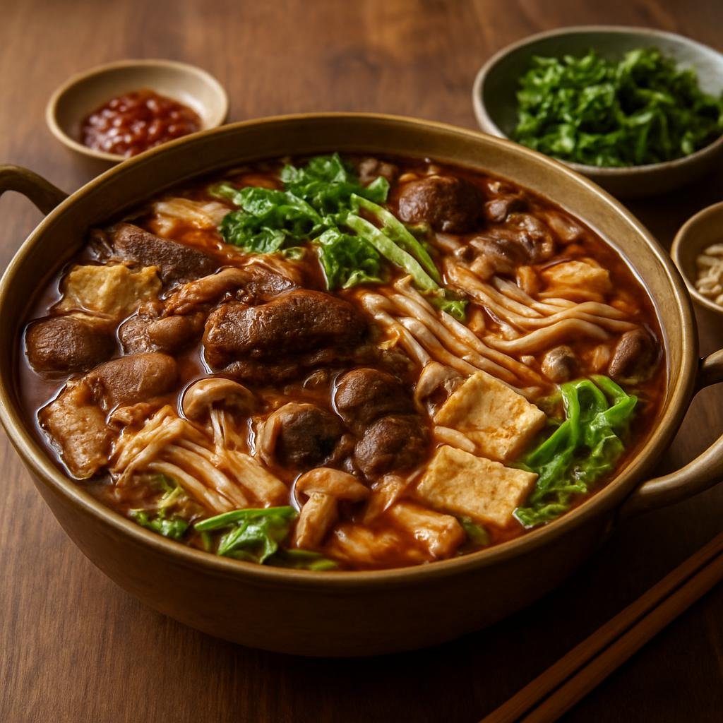 Entree: China – Yunnan – 云南火锅 ➤ Yúnnán huǒguō (Communal simmering pot from Yunnan used to cook meats, mushrooms, vegetables, and noodles at the table) recipe