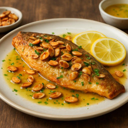 Entree: France – Truite Amandine (Trout with toasted almonds and lemon-butter sauce) recipe