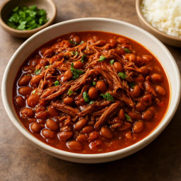Entree: Mexico – Ropa Vieja de Rump Roast (Estilo Mexicano) (Shredded Beef in Tomato and Bean Sauce) recipe