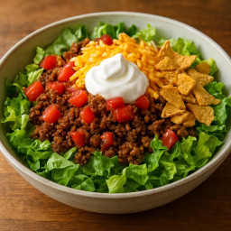 Entree: United States – Classic American Taco Salad (Beef and Lettuce) recipe