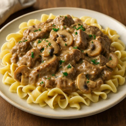 Entree: Russia – Бефстроганов ➤ Befstroganov (Beef in a creamy mushroom and sour cream sauce) recipe