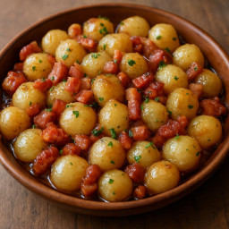 Appetizer: France – Oignons Glacés aux Lardons (Glazed Pearl Onions with Bacon Lardons) recipe