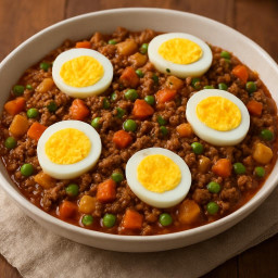 Entree: Philippines – Filipino Picadillo (Ginisang Giniling with Hard-Boiled Eggs) (Sautéed ground beef with vegetables and hard-boiled eggs) recipe
