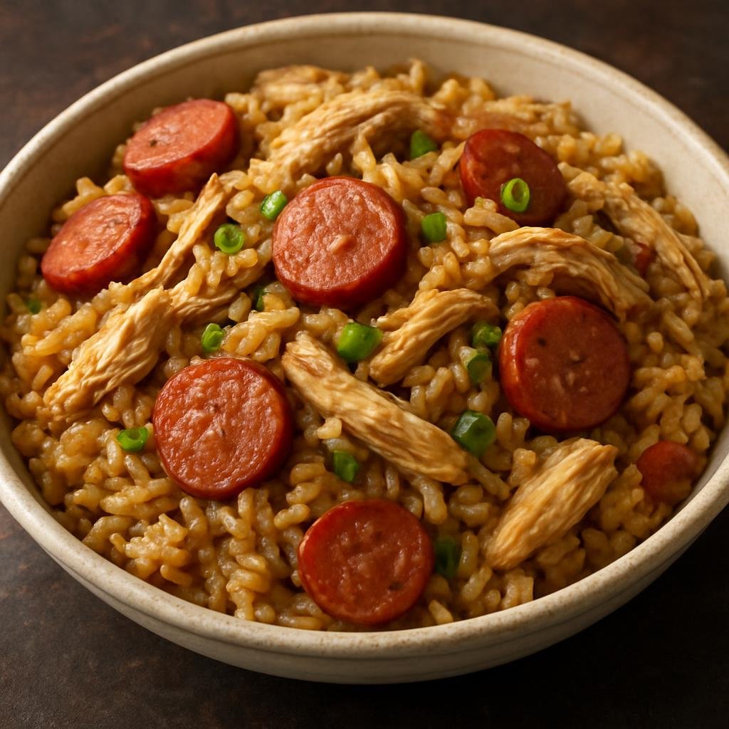 Entree: United States – Southern United States – Chicken Bog (Southern one-pot rice dish of chicken and smoked sausage cooked together in seasoned broth) recipe