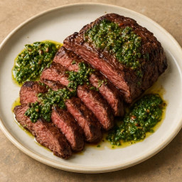 Entree: Argentina – Hanger Steak with Chimichurri (Hanger steak with Argentinian chimichurri sauce) recipe