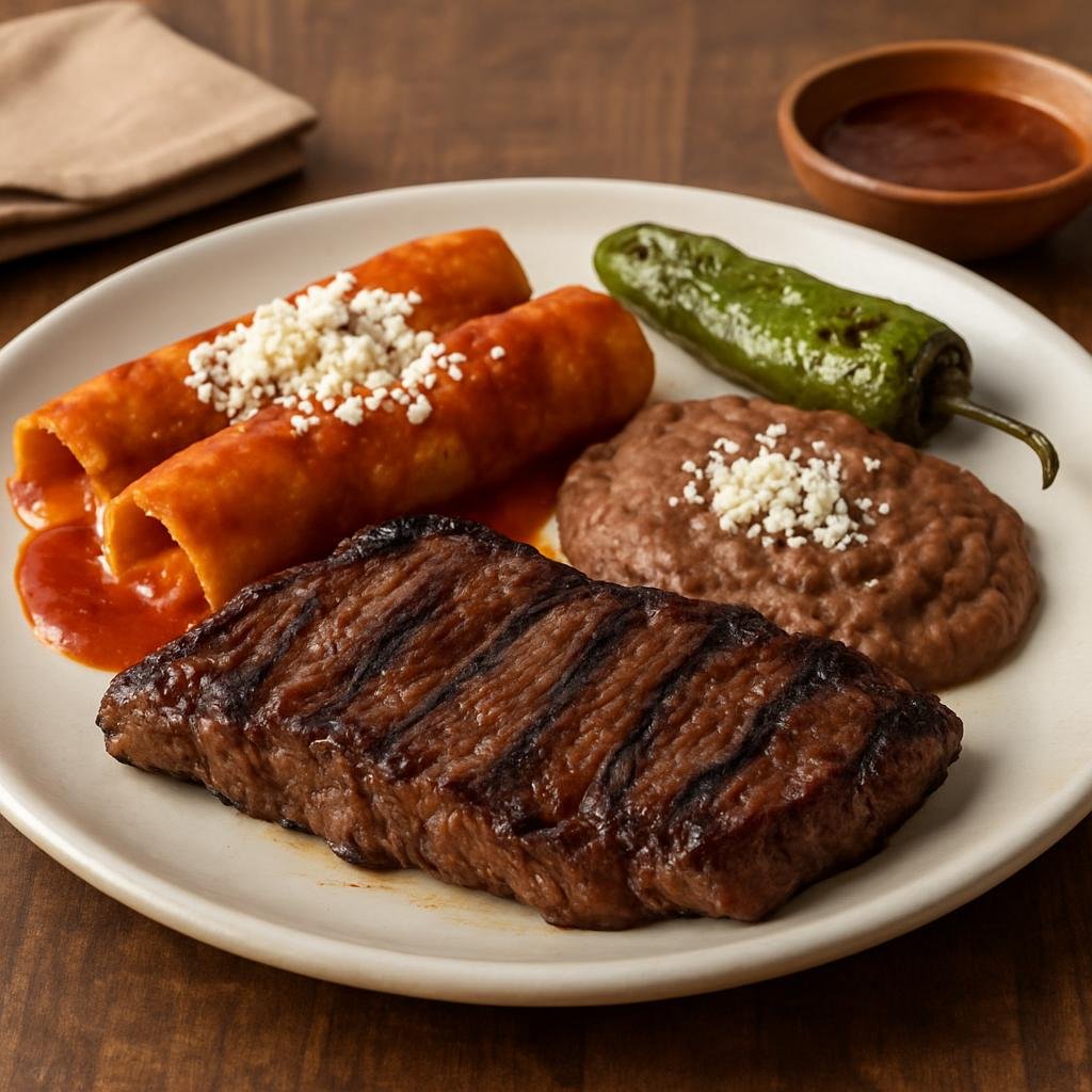 Entree: Mexico – Tamaulipas, Gulf Coast Mexico – Tampiqueña (Tampico-style Steak Platter) recipe
