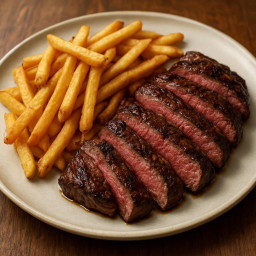 Entree: France – Steak Frites with Hanger Steak (Steak and fries with hanger steak) recipe