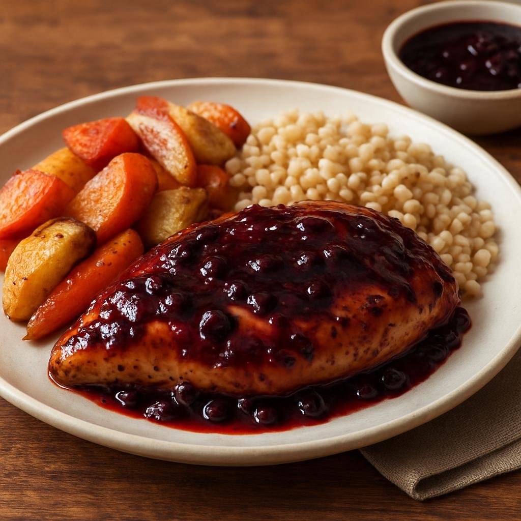 Entree: Canada – Saskatchewan (Canadian Prairies) – Saskatchewan Saskatoon Berry Glazed Chicken recipe