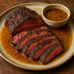 Entree: United States – Texas – Pit-Smoked Hanger Steak with Texas Mop Sauce recipe