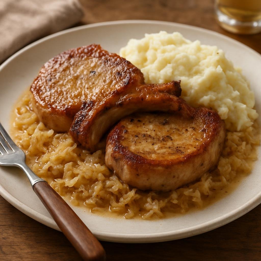 Entree: United States – Great Plains United States (South Dakota) – Pork Chops with Sauerkraut recipe