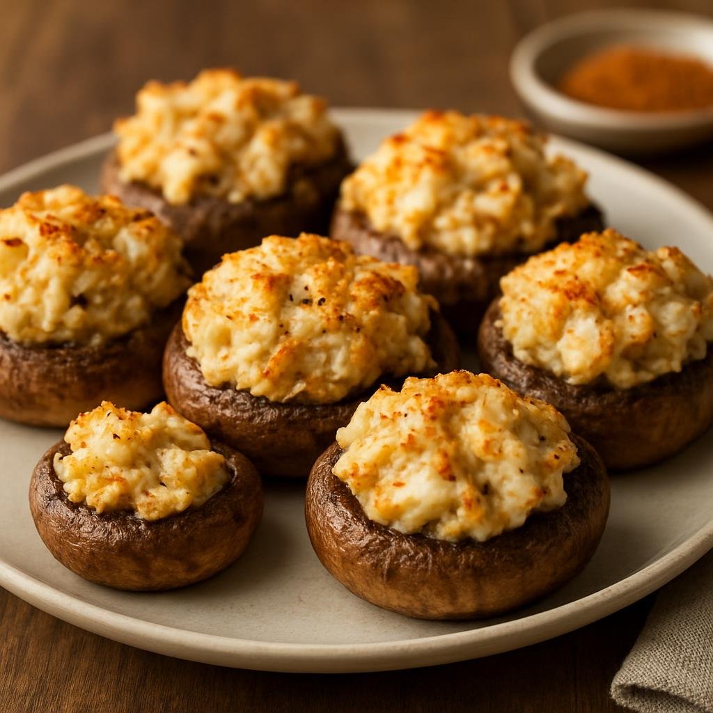 Appetizer: United States – Mid-Atlantic United States (Pennsylvania) – Mushroom Caps Stuffed with Crab recipe