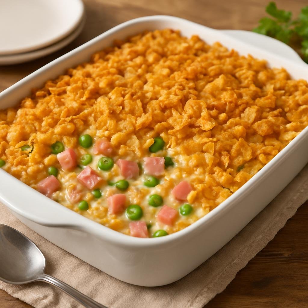 Entree: United States – Utah (Rocky Mountain United States) – Funeral Potatoes Casserole with Ham recipe