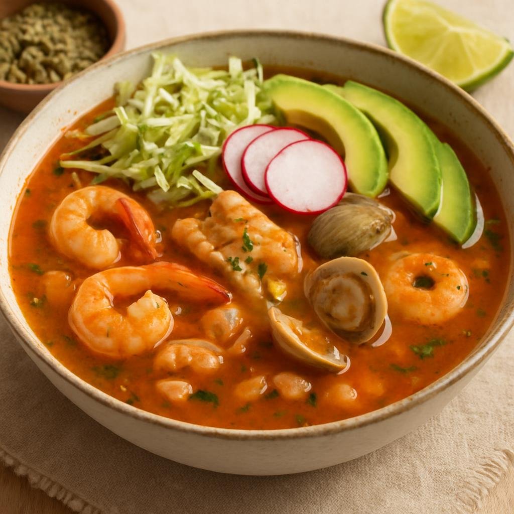 Entree: Mexico – Nayarit, Pacific Coast Mexico – Pozole de Mariscos (Seafood Pozole) recipe