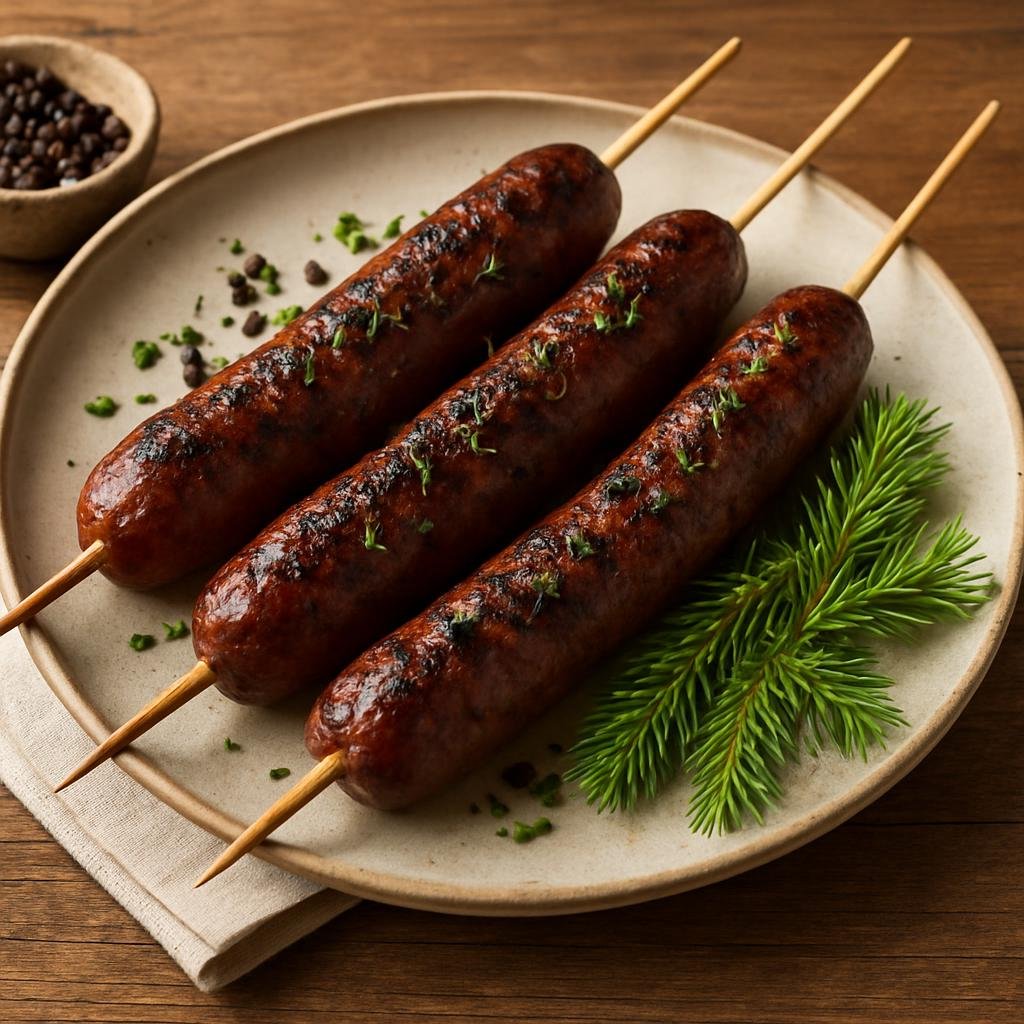Appetizer: Canada – Yukon (Northern Canada) – Caribou Sausage Skewers recipe