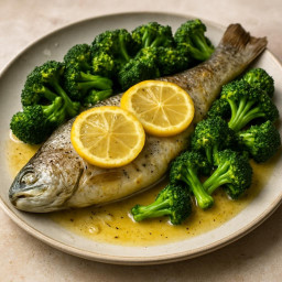 Entree: Italy – Trota al Forno al Limone e Burro con Broccoli (Oven-Baked Trout with Lemon-Butter and Broccoli) recipe