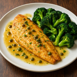 Entree: Italy – Trota alla Piccata con Broccoli Saltati (Trout Piccata with Sautéed Broccoli) recipe