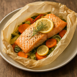 Entree: France – Salmon en Papillote (Salmon baked in parchment) recipe