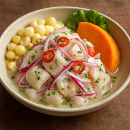 Entree: Peru – Lima – Ceviche Peruano (Classic Peruvian Fish Ceviche) (Classic Peruvian fish ceviche) recipe