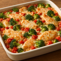Entree: United States – Tomato-Broccoli Chicken and Brown Rice Casserole recipe