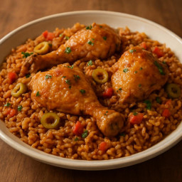 Entree: Puerto Rico – Arroz con Pollo (Brown Rice Version) (Rice with chicken) recipe