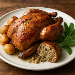 Entree: United Kingdom – England – Roast Partridge with Sage & Onion Stuffing recipe