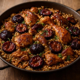 Entree: Spain – Valencia – Pheasant Paella with Plums (Arroz de Faisán y Ciruelas) (Pheasant and Plum Paella) recipe