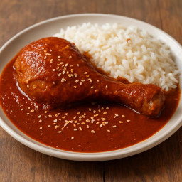 Entree: Mexico – Oaxaca – Pollo en mole coloradito (Chicken in Oaxacan red mole) recipe