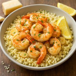 Entree: Italy – Shrimp Scampi-Style over Parmesan Couscous recipe