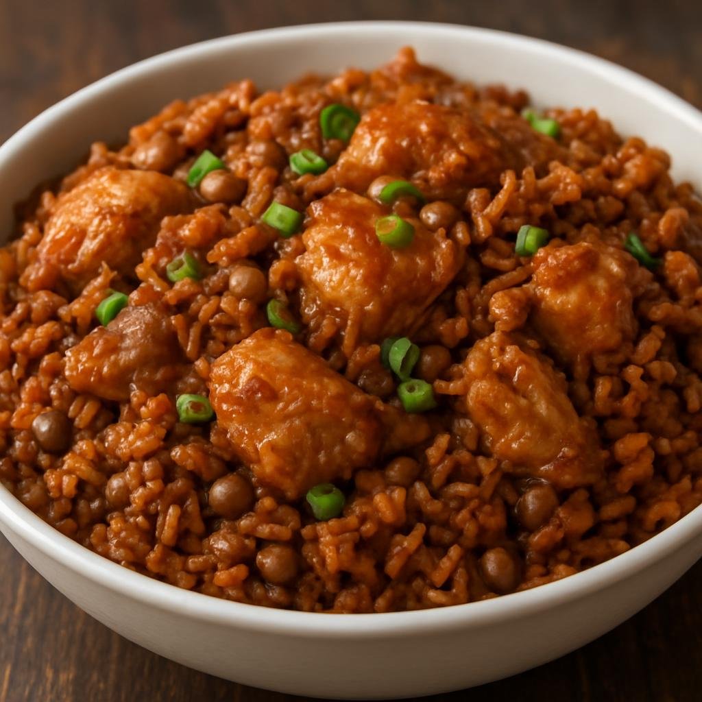 Entree: Trinidad and Tobago – National Cuisine – Pelau (Caramelized chicken and rice with pigeon peas) recipe