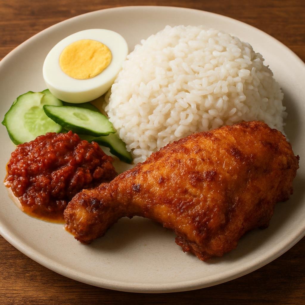 Entree: Brunei – Nasi Katok (Rice with fried chicken and sambal) recipe
