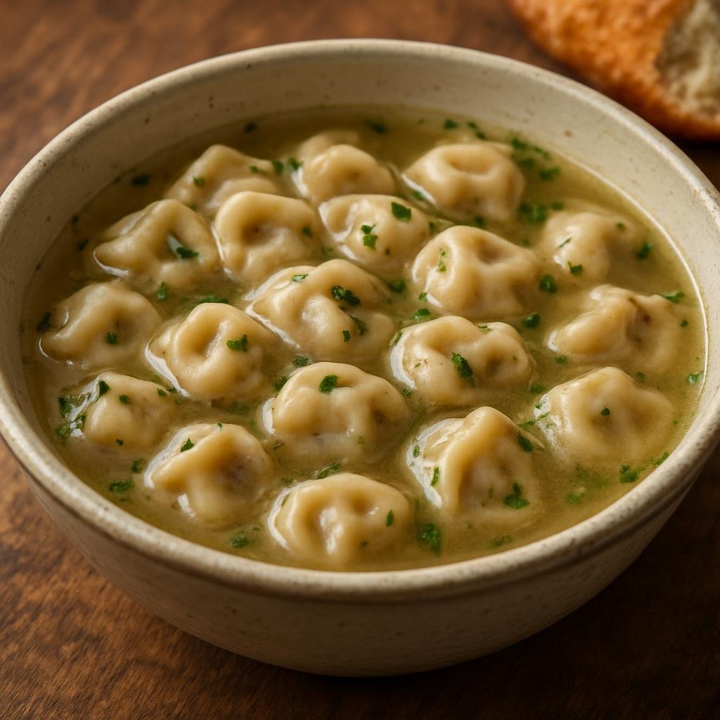 Entree: Azerbaijan – Azeri Northwest – Düşbərə (small meat-filled dumplings in broth) recipe