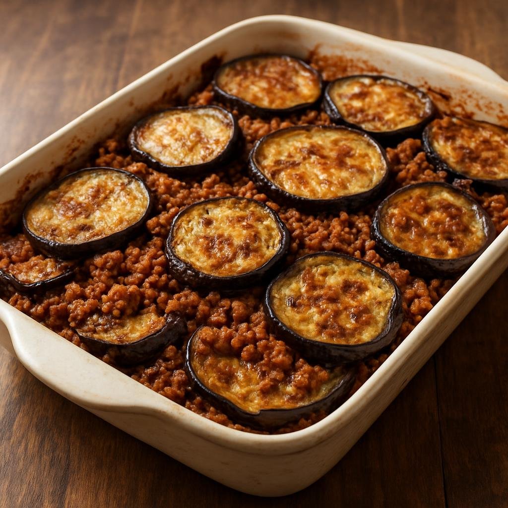 Entree: Israel – Galilee – סינייה ➤ Siniya (Baked minced meat and eggplant tray) recipe