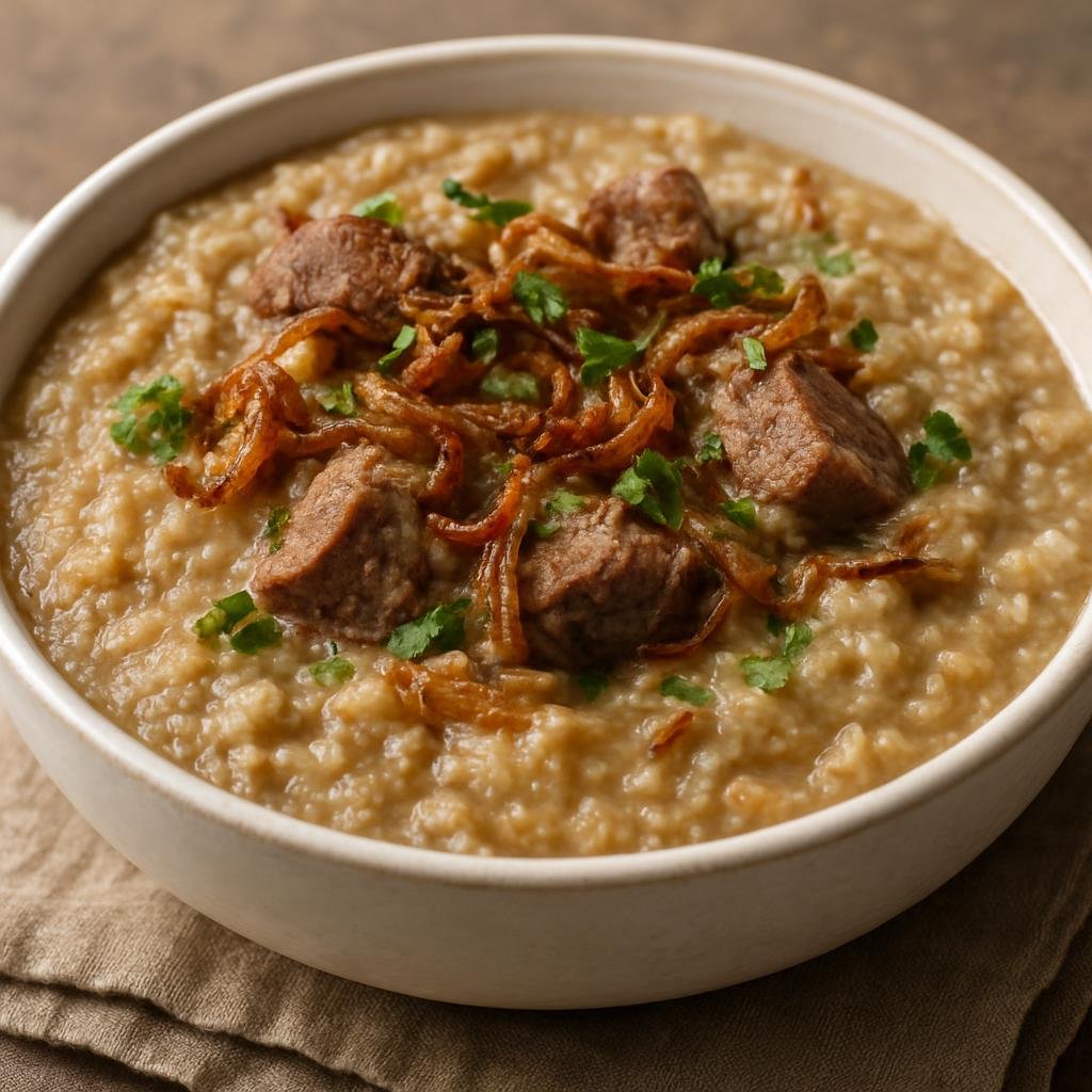 Entree: Oman – هريس ➤ Harees (Slow‑cooked cracked wheat and meat porridge) recipe