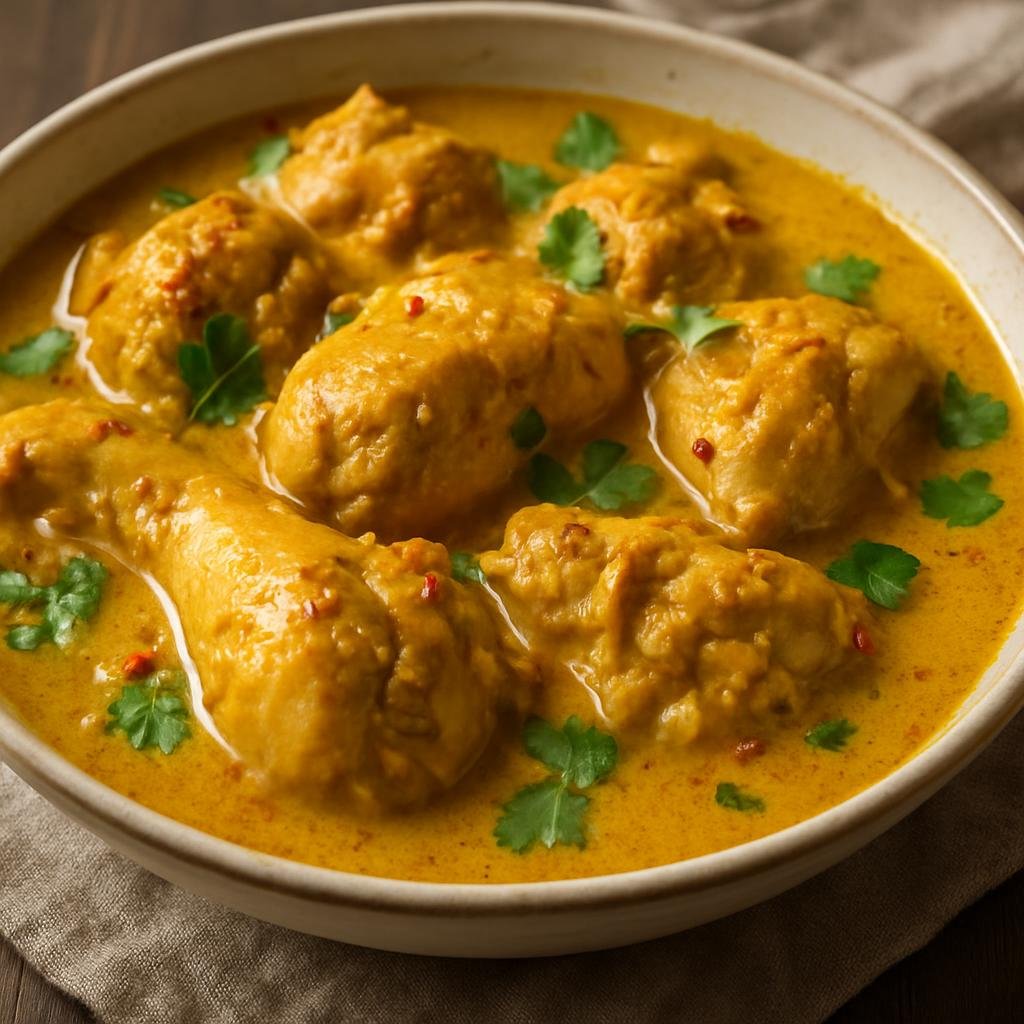 Entree: Saint Vincent and the Grenadines – Coconut Curry Chicken (Chicken simmered in a spiced coconut milk curry in the Caribbean style) recipe