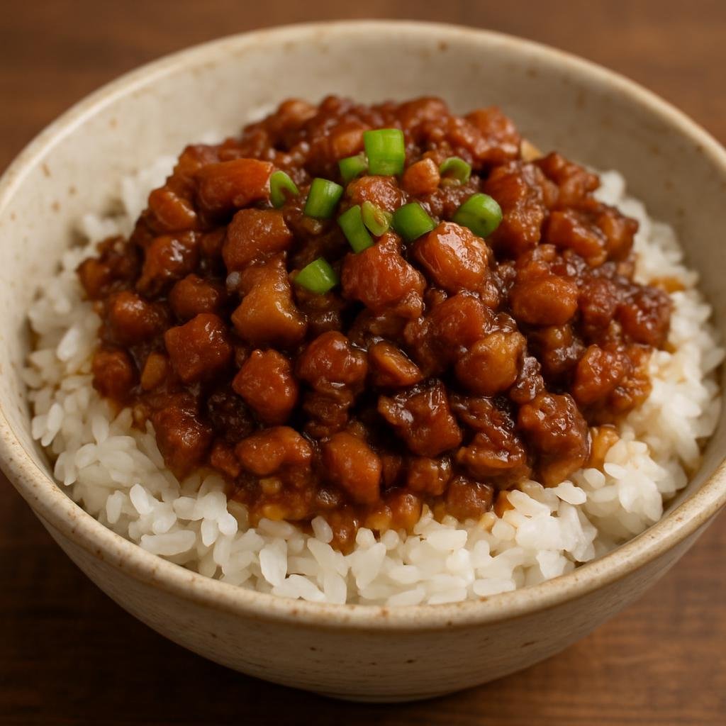 Entree: Taiwan – 滷肉飯 ➤ Lǔ ròu fàn (Soy-braised minced pork served over steamed rice) recipe