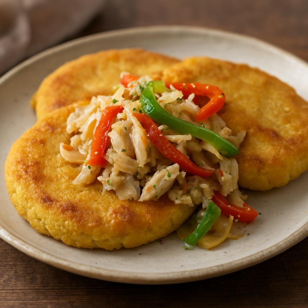 Entree: Virgin Islands, U.S. – Johnny Cake with Saltfish (Cornmeal flatbreads served with sautéed salted cod and peppers) recipe