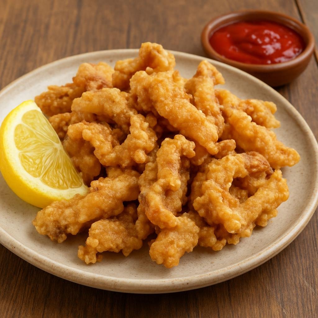Entree: Spain – Andalusia – Choco Frito (Crisply fried pieces of battered or floured cuttlefish typical of coastal Andalusia) recipe