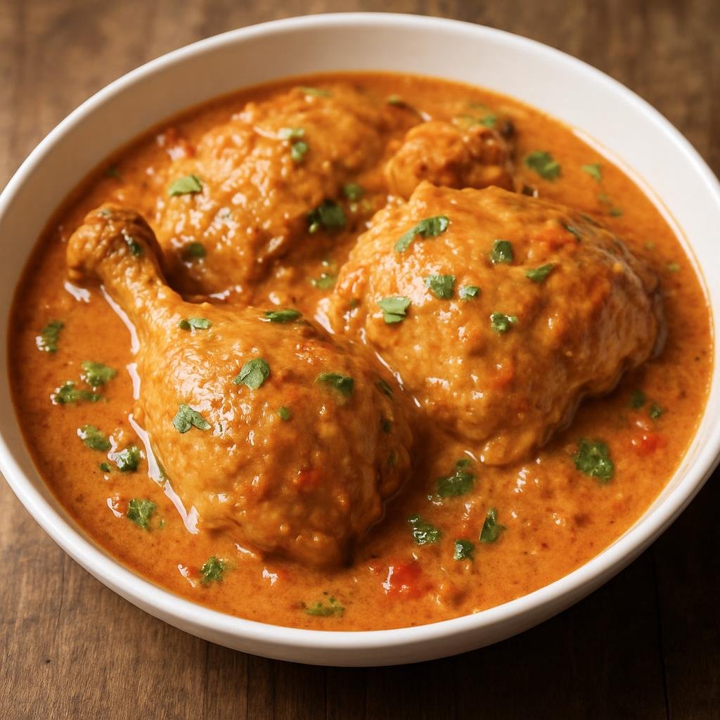 Entree: Guatemala – National Cuisine – Pollo en Crema (Guatemalan braised chicken in a rich creamy tomato and pepper sauce) recipe