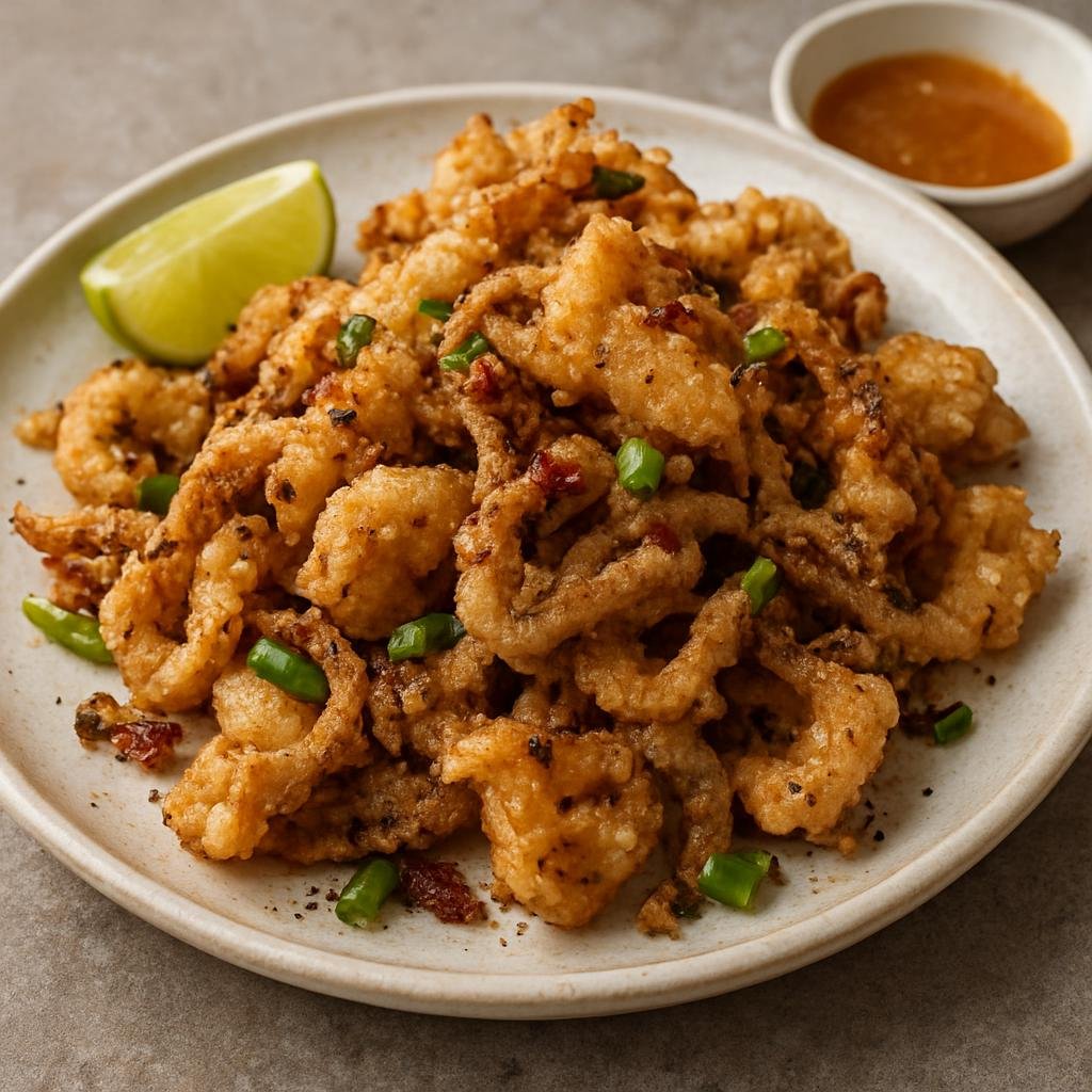 Entree: Hong Kong – National Cuisine – 椒鹽魷魚 ➤ Jiāoyán yóuyú (Crispy deep-fried squid seasoned with salt, pepper, and aromatic spices) recipe