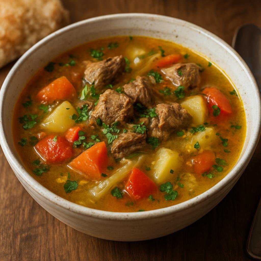 Entree: Tajikistan – National Cuisine – Шурбо ➤ Shurbo (Hearty Central Asian meat and vegetable soup) recipe