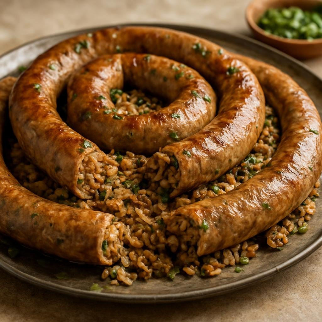 Entree: Libya – أصبان ➤ Usban (Rice, herb and spiced lamb filling stuffed and cooked in sheep intestine casings) recipe