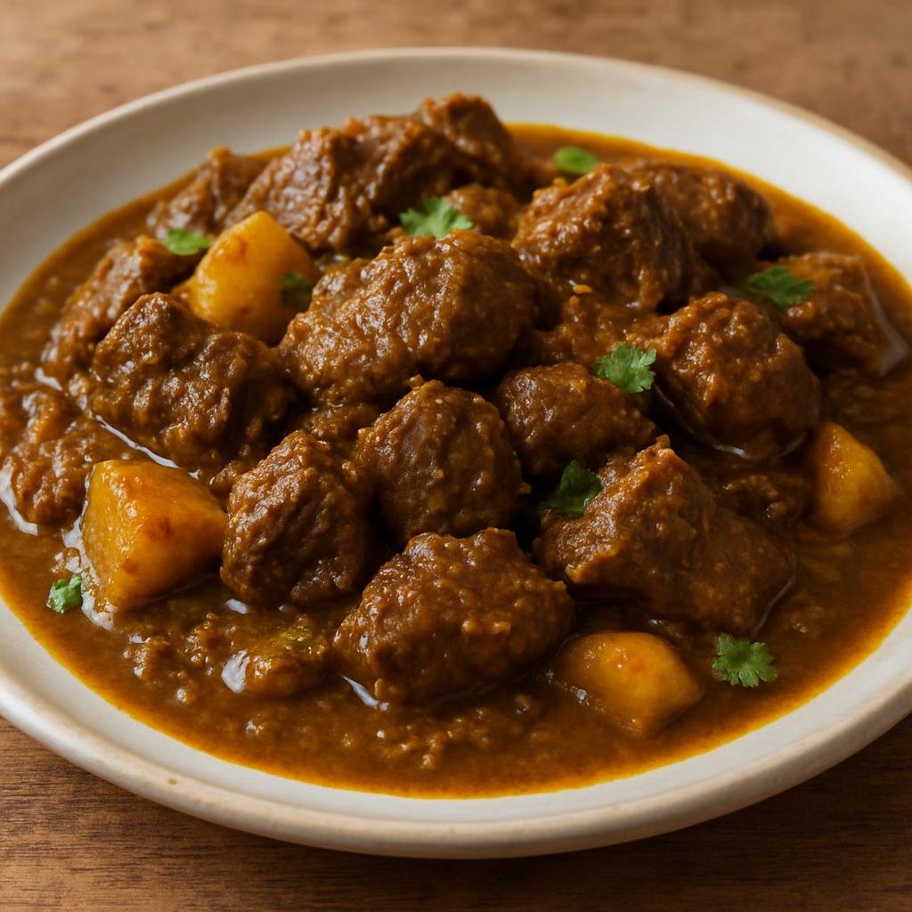 Entree: Saint Kitts and Nevis – Curry Goat (Goat meat slow-simmered in a richly spiced Caribbean curry sauce) recipe