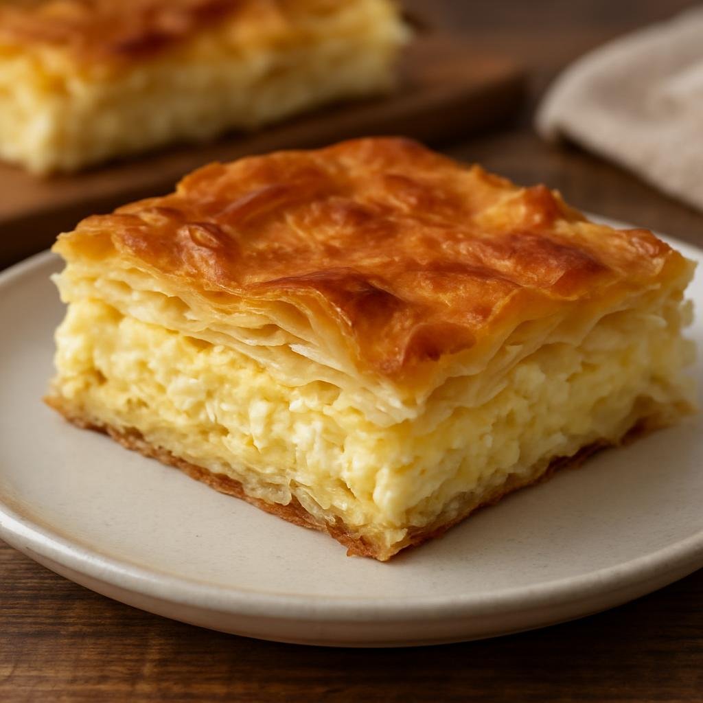 Entree: Serbia – Гибаница ➤ Gibanica (Layered Serbian cheese and egg pastry baked in phyllo dough) recipe