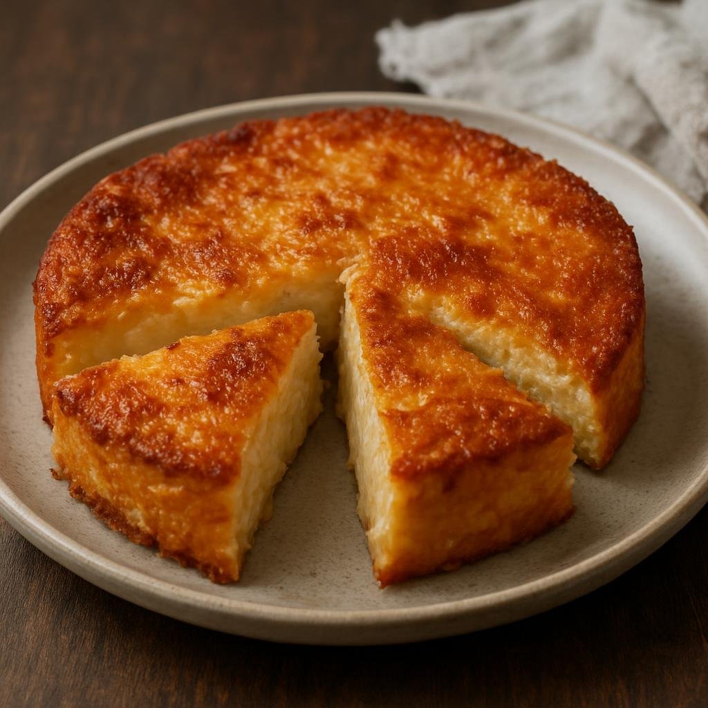 Entree: Solomon Islands – Cassava Pudding (Baked or steamed coconut cassava cake made from grated cassava, coconut milk, and sugar) recipe