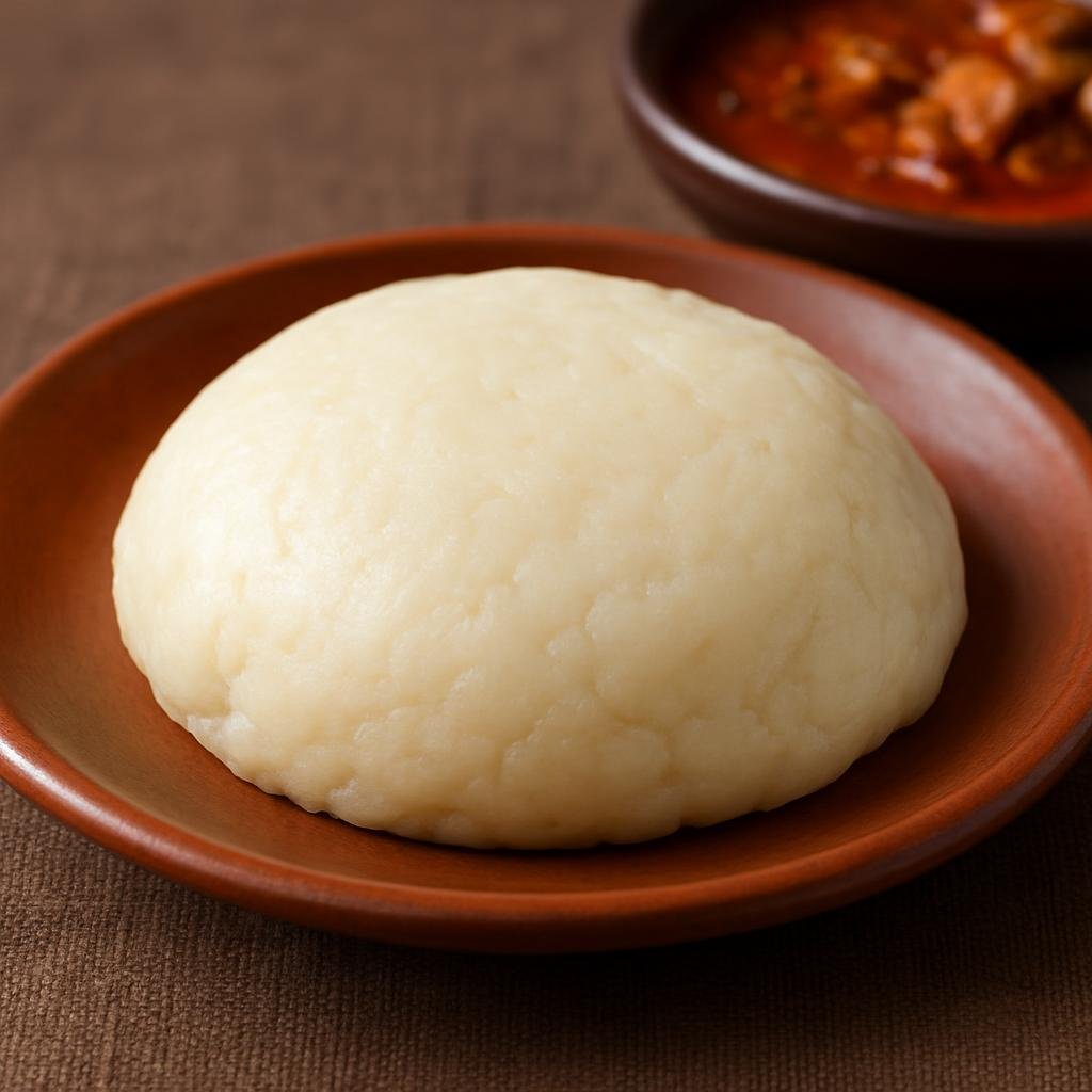 Entree: Chad – Central Culinary Region – Fufu (Starchy pounded dough made from cassava and plantain served to scoop soups and stews) recipe