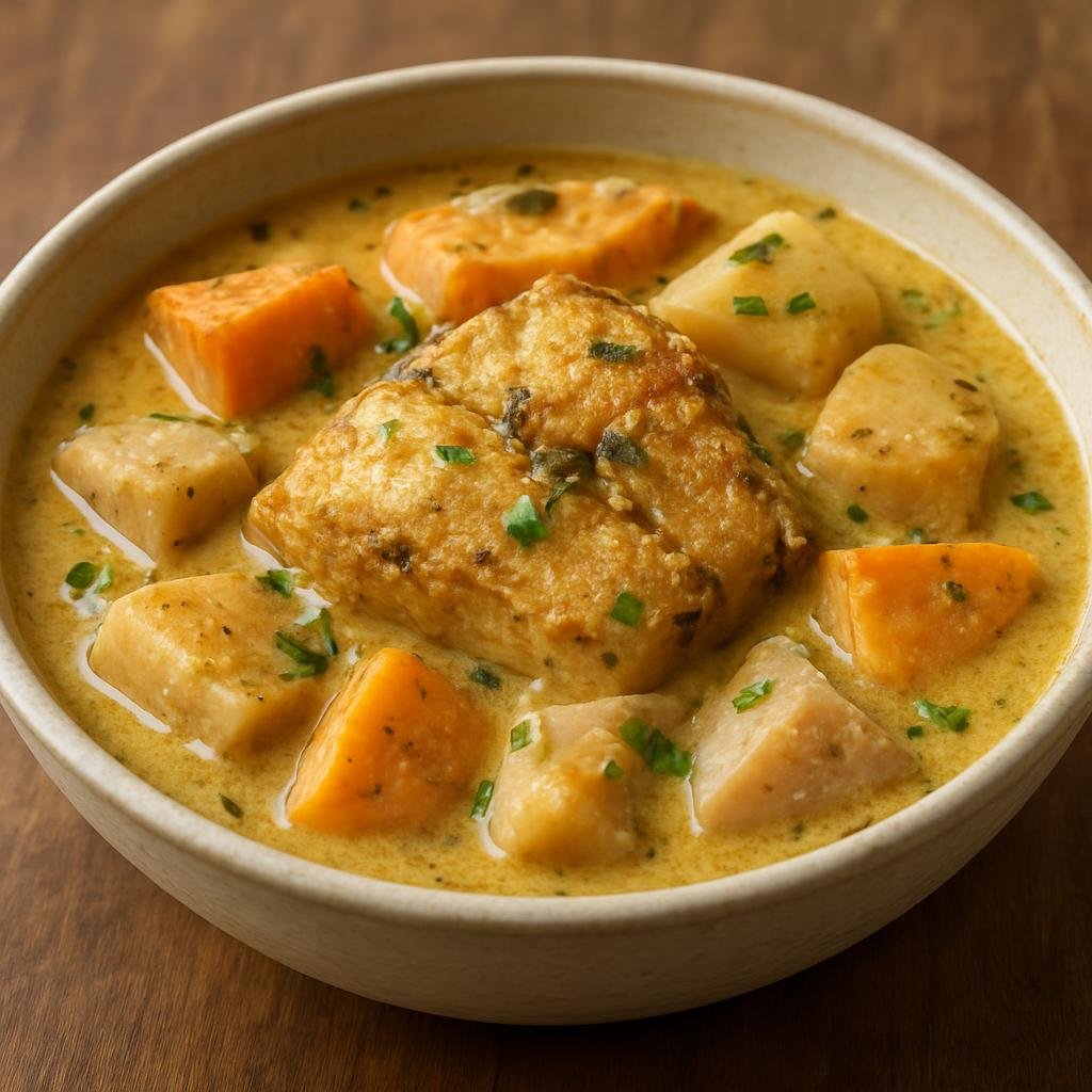 Entree: Fiji – Central Culinary Region – Fish Suruwa (A Fijian coconut milk fish stew with root vegetables and island spices) recipe